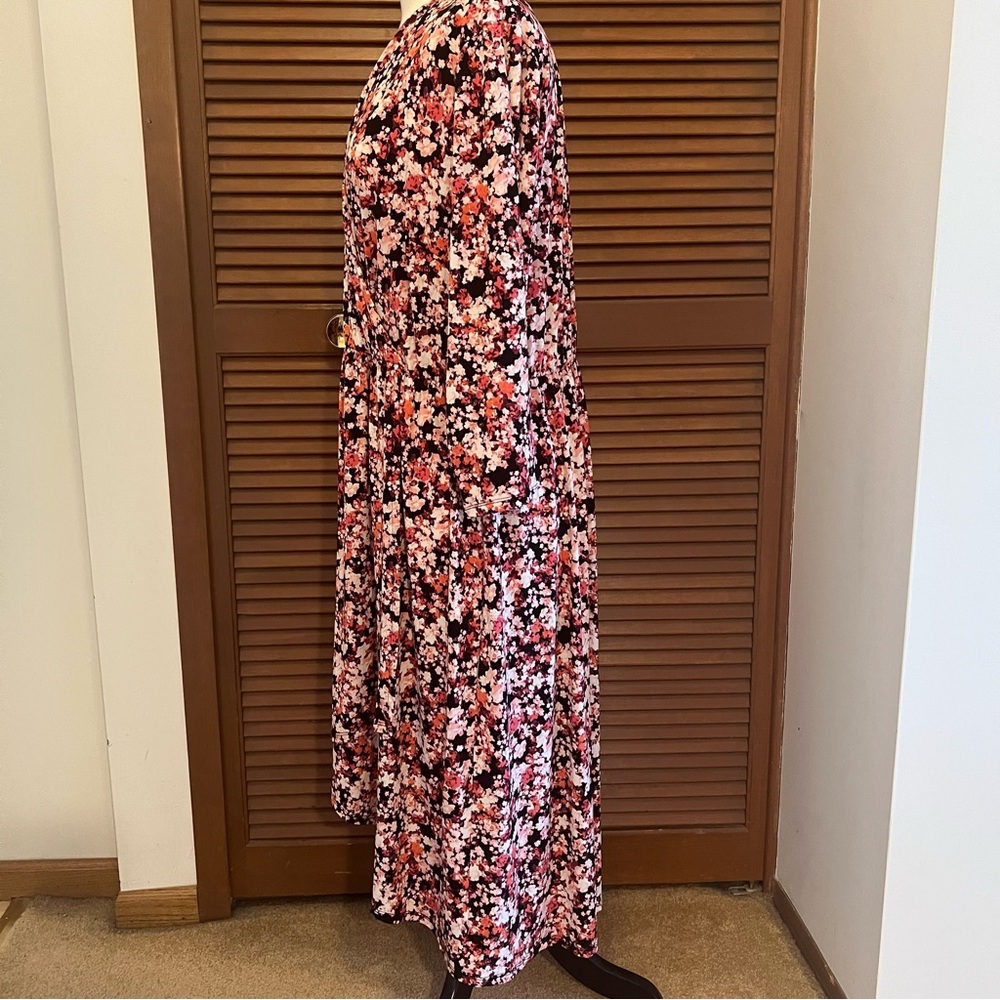 Lane Bryant Pink and Black Floral faux wrap Dress 22/24 petite plus size - Picture 9 of 15
